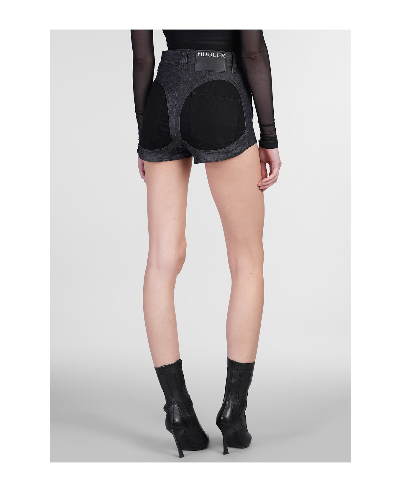 Mugler Shorts In Black Cotton - black