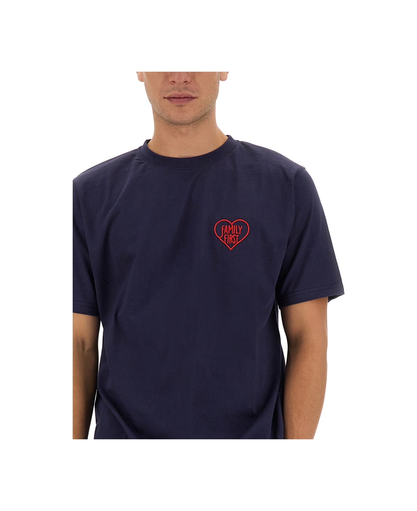 Family First Milano T-shirt With Logo - BLUE