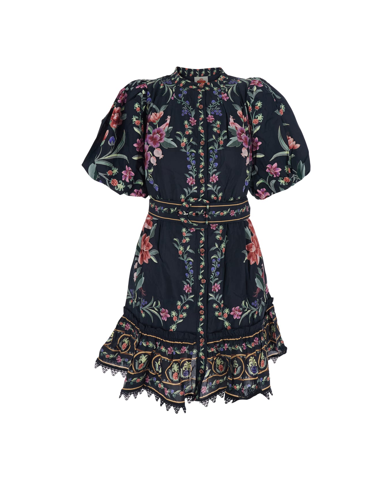 Farm Rio Belle Garden Black Mini Dress - Black ワンピース＆ドレス