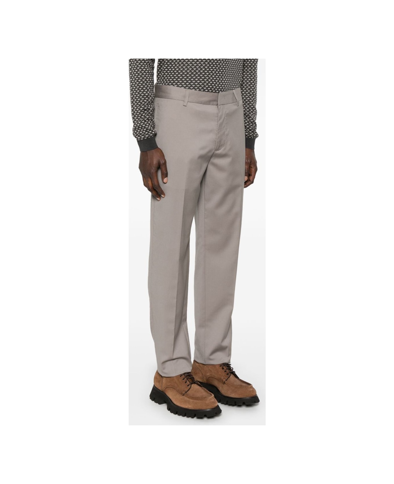 Emporio Armani Wool Chino Trousers - Dove Grey