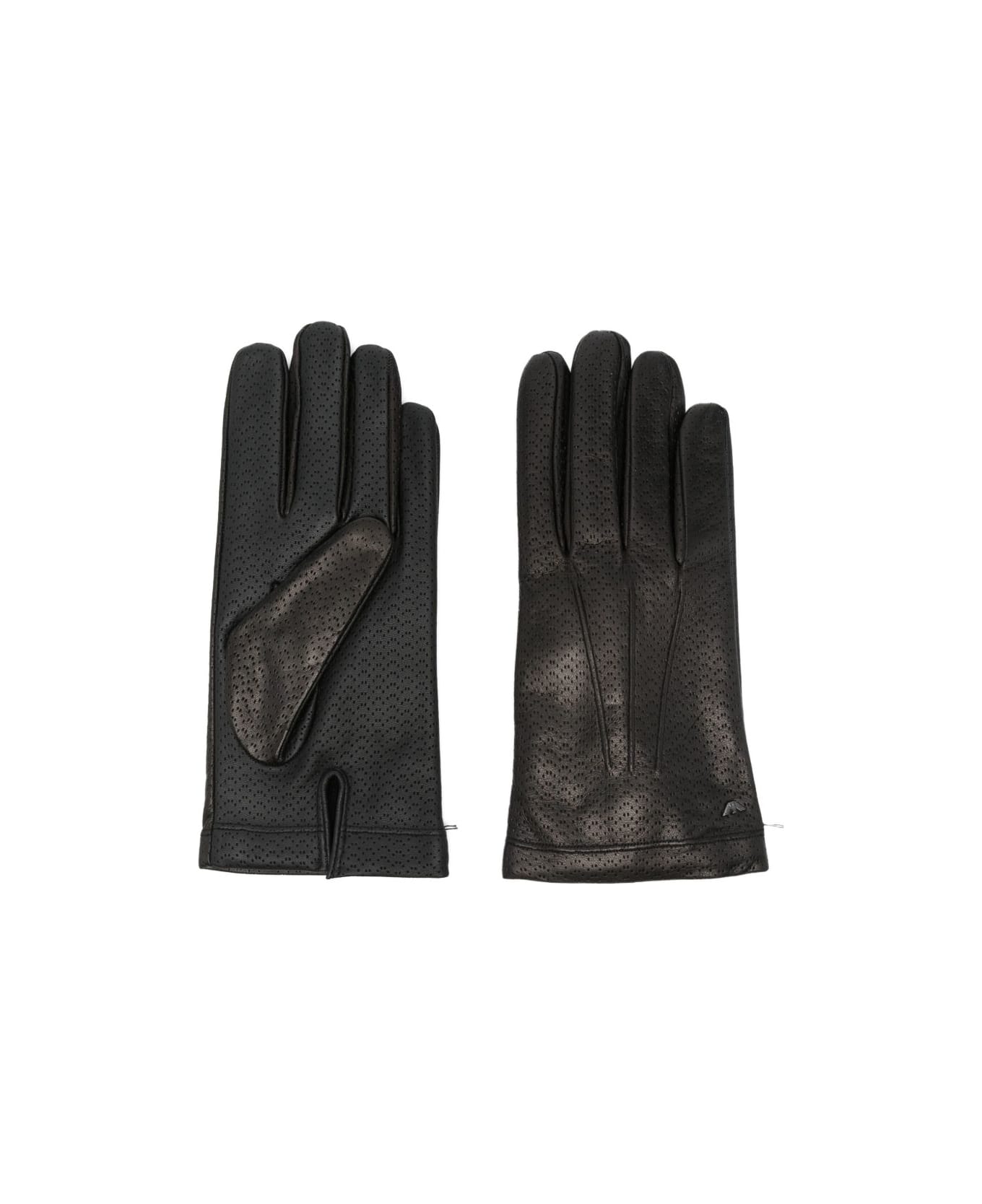 Emporio Armani Leather Gloves - Black