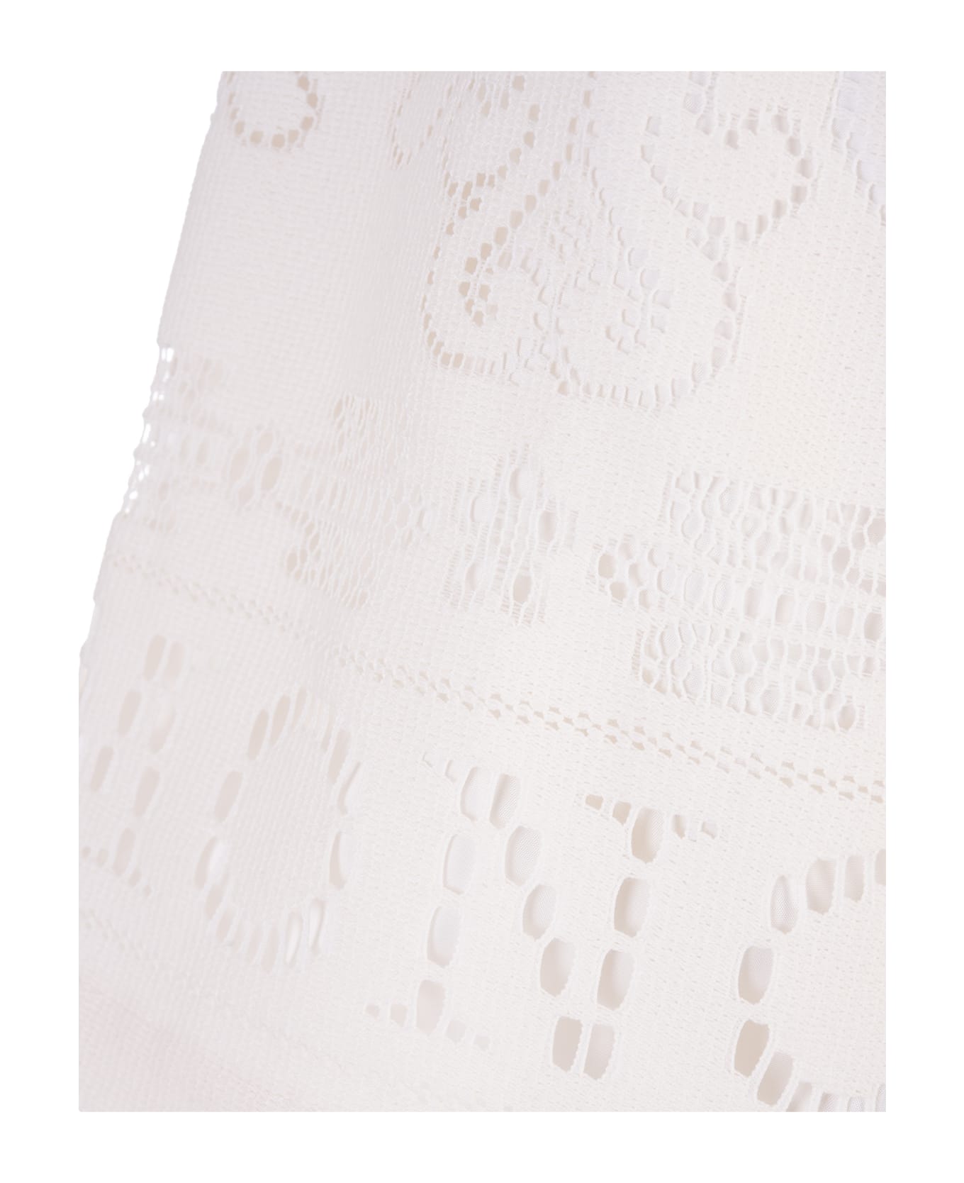 Moncler Cream Shorts With Cut-out Embroidery - Bianco