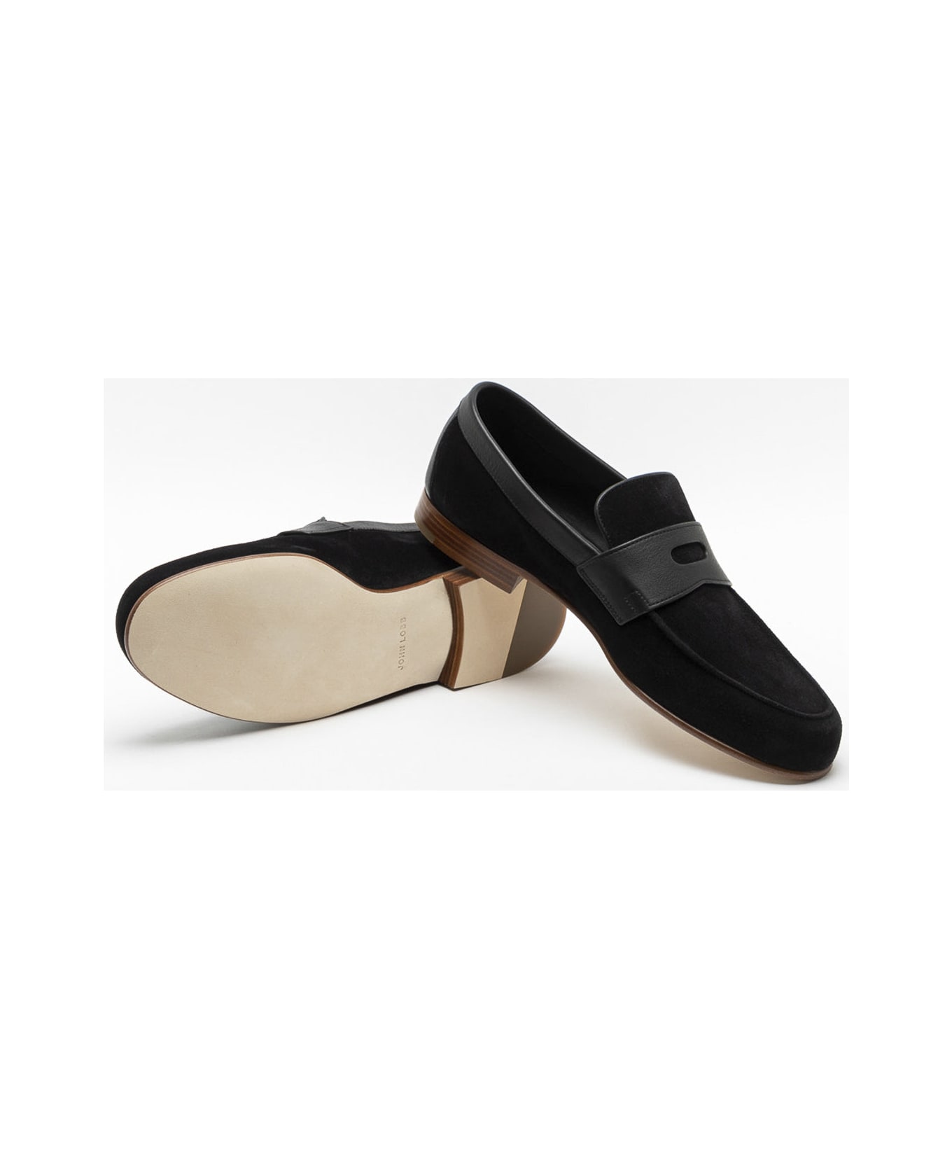 John Lobb Hendra Black Suede Penny Loafer