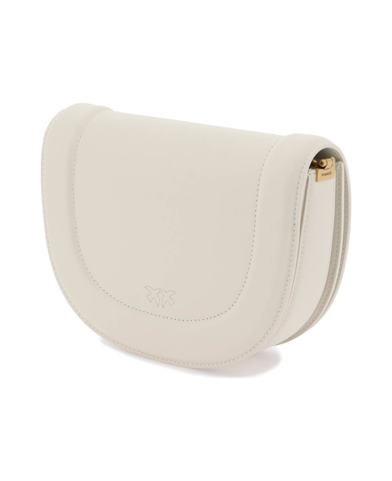 Pinko Love Bag Click Round Leather Bag - BIANCO SETA ANTIQUE GOLD (White)