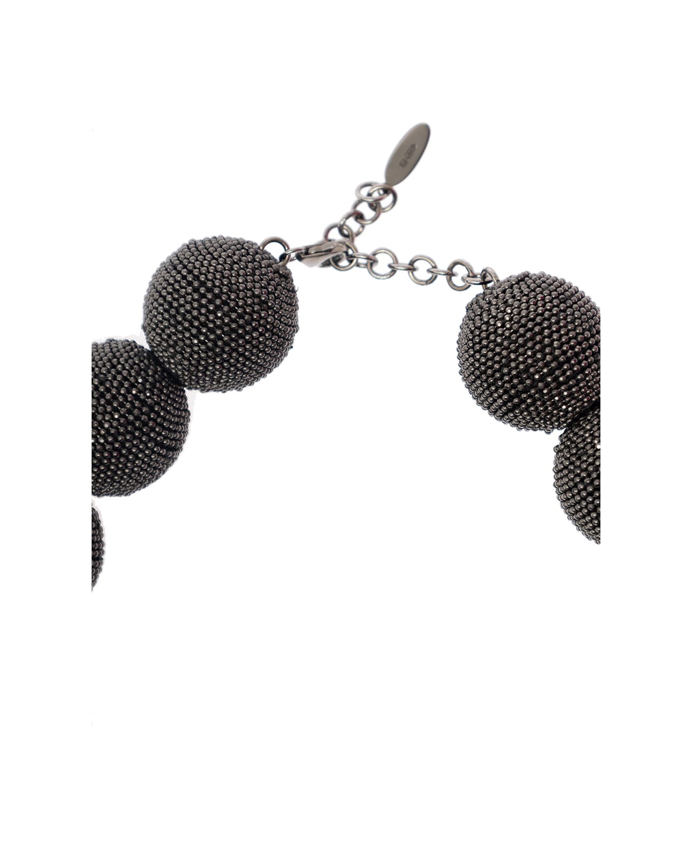 Brunello Cucinelli 'precious Chunky Bead' Black Necklace With Monili Spheres In Brass Woman - Black