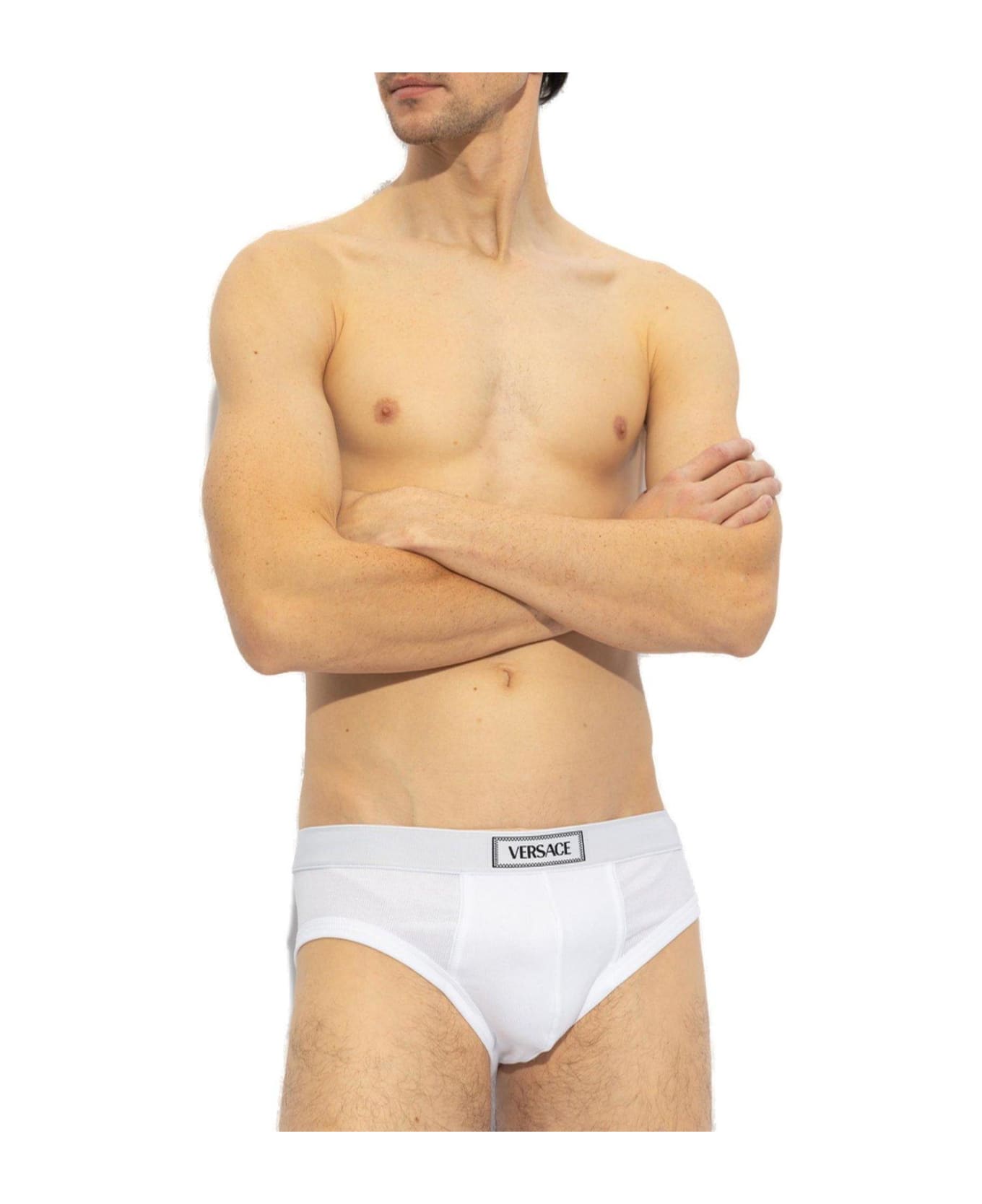 Versace 90s Logo-waistband Stretched Briefs - White ショーツ