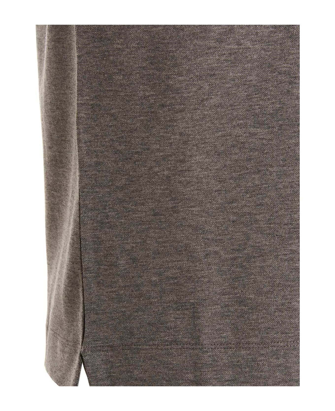 Zegna Logo Embroidery Polo Shirt - Gray