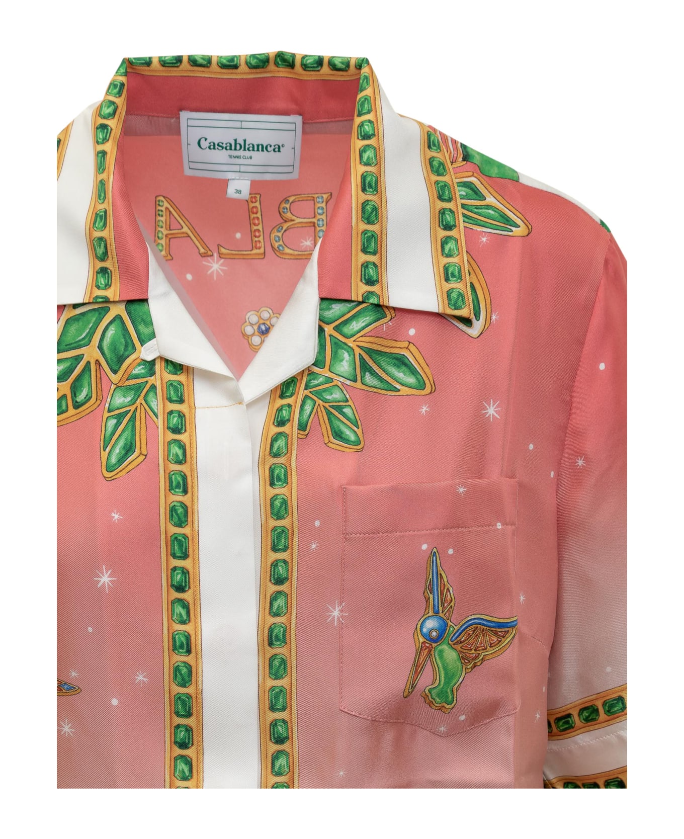 Casablanca Chemisier Dress With Lagos Tennis Club Print - JOYAUX DAFRIQUE PINK ワンピース＆ドレス
