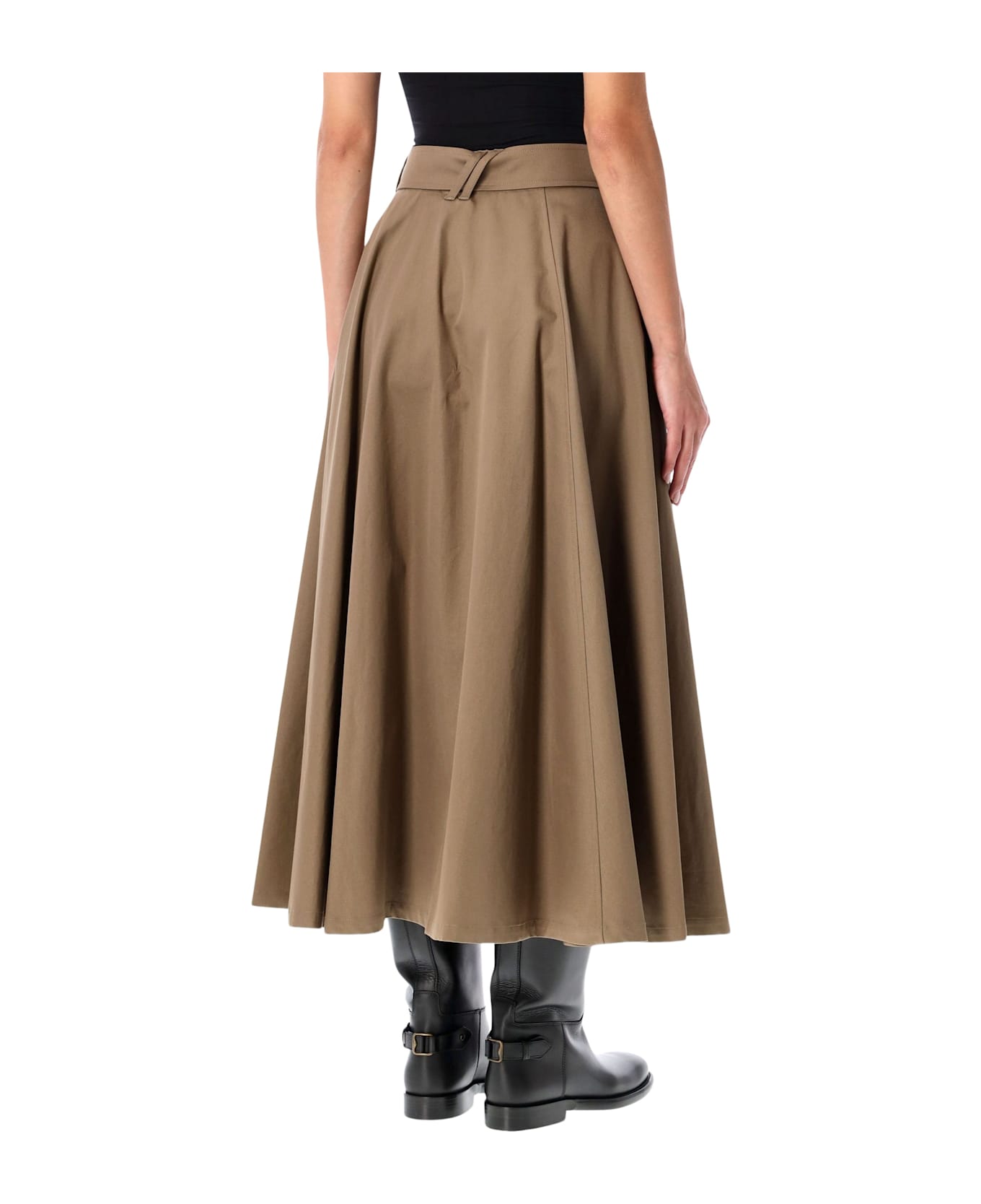 Burberry London Gabardine Trench Midi Skirt - CLAY BROWN