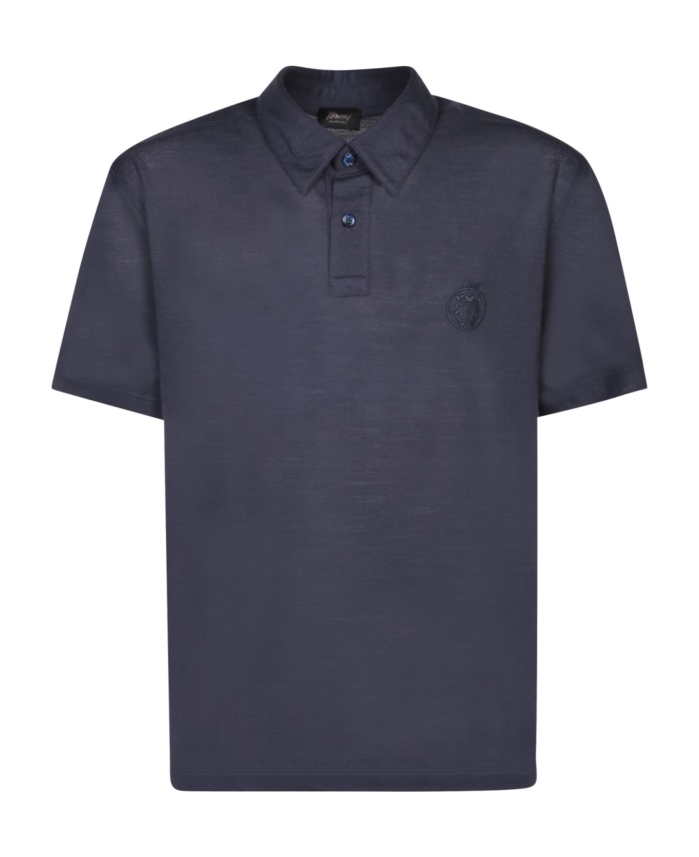 Brioni Golf Logo Blue Polo Shirt - Blue