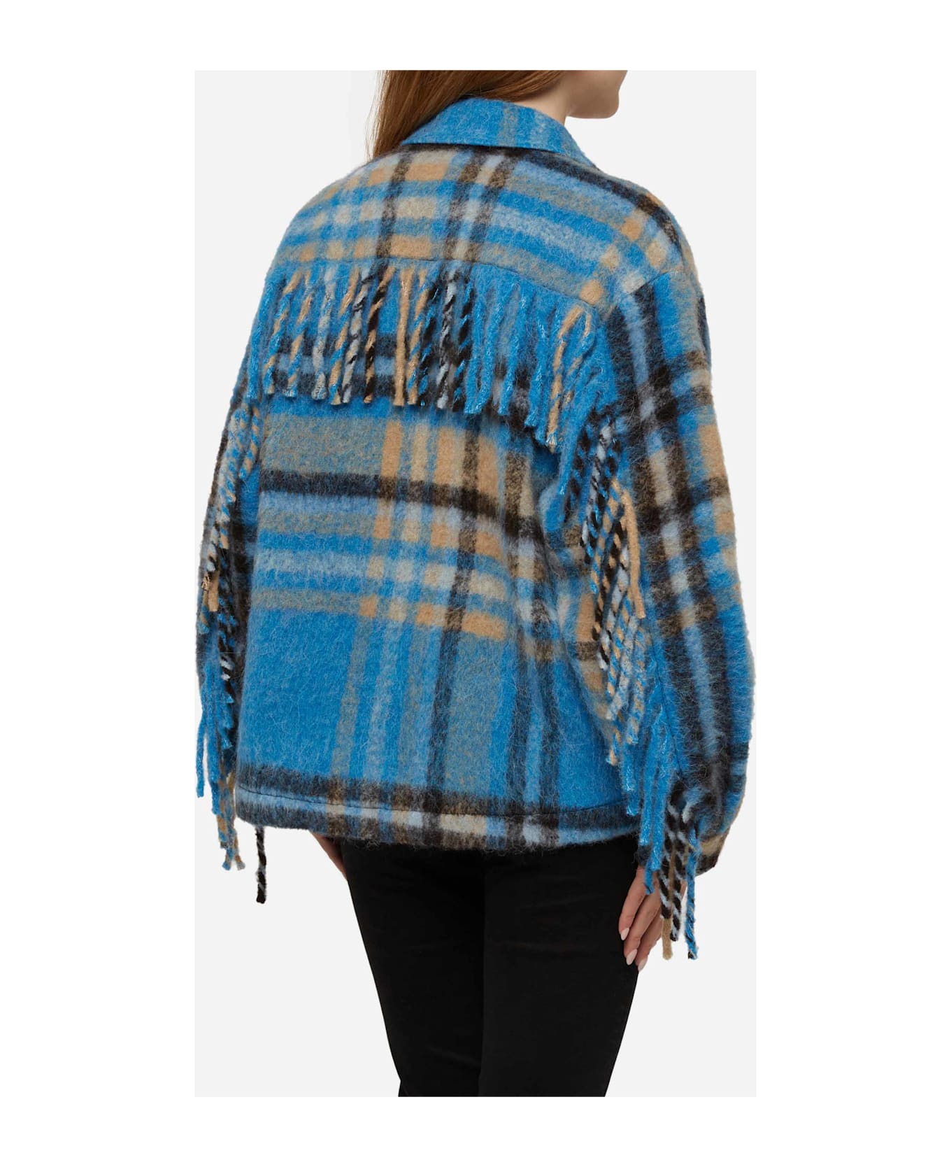 MC2 Saint Barth Woman Overshirt Jacket With Fringes - SKY