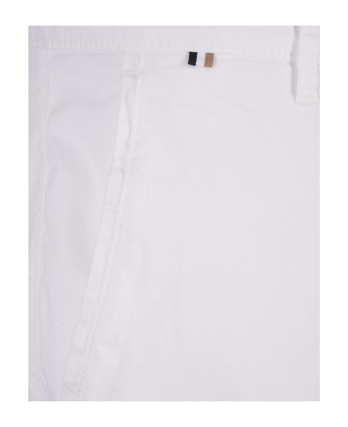 Hugo Boss White Stretch Cotton Twill Bermuda Shorts - White