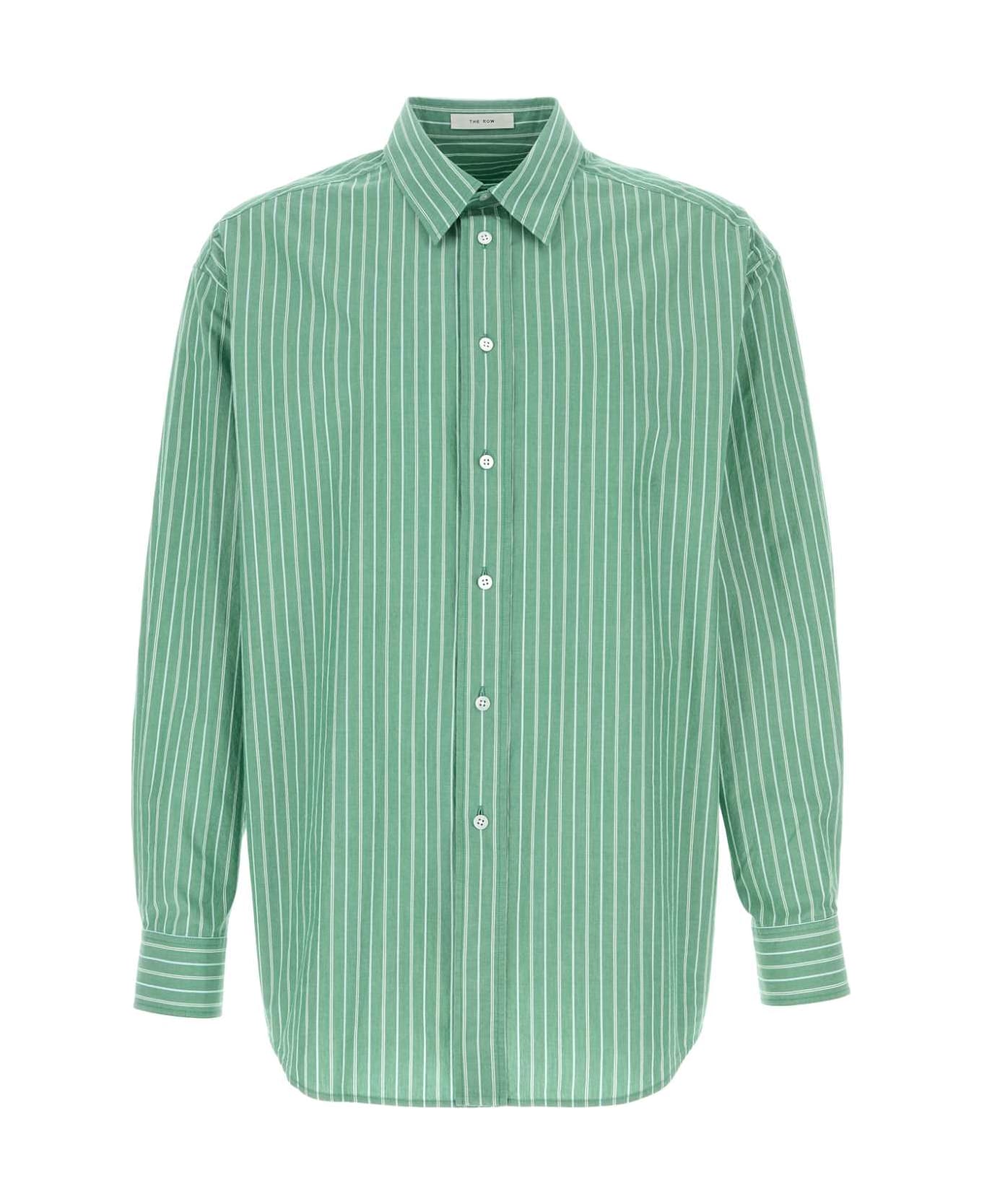 The Row Embroidered Cotto Shirt - GREEN W/ WHITE