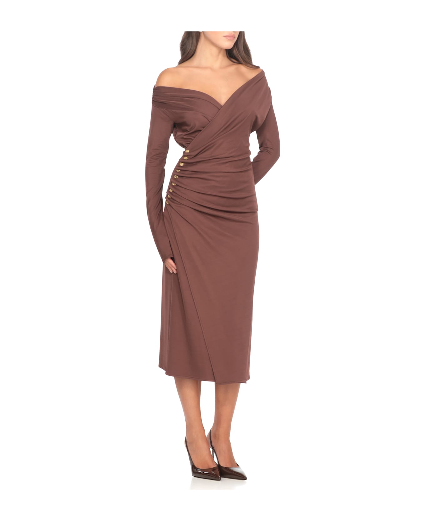 Elisabetta Franchi Long Dress - Brown