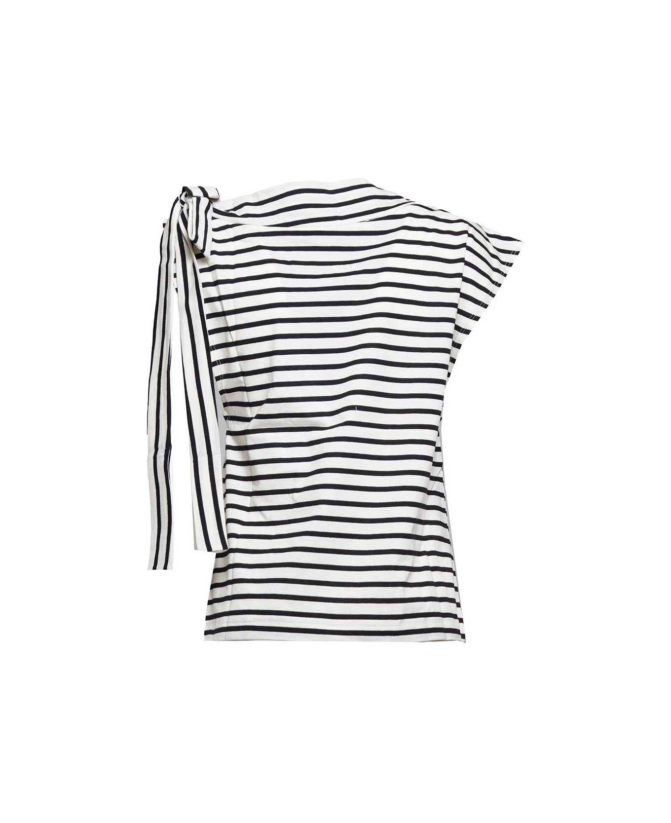 MSGM Bow-detailed Striped Sleeveless Top - Black