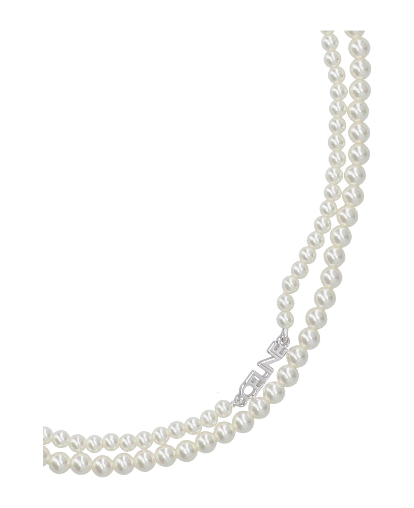 Celine Double Necklace With Glass Beads - Silver