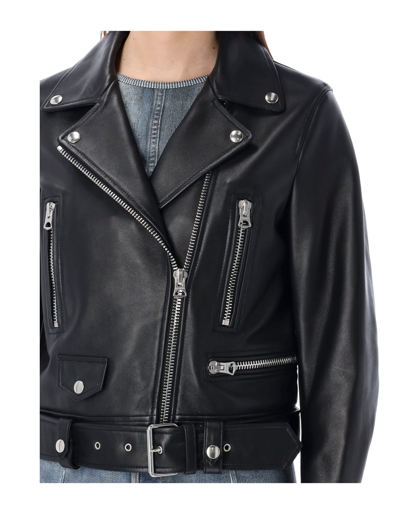 Acne Studios Biker Leather Jacket - BLACK レザージャケット