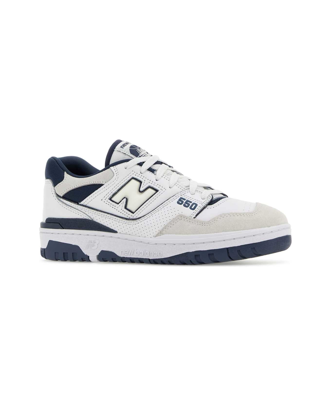New Balance Two-tones Leather And Fabric 550 Sneakers - WHITE