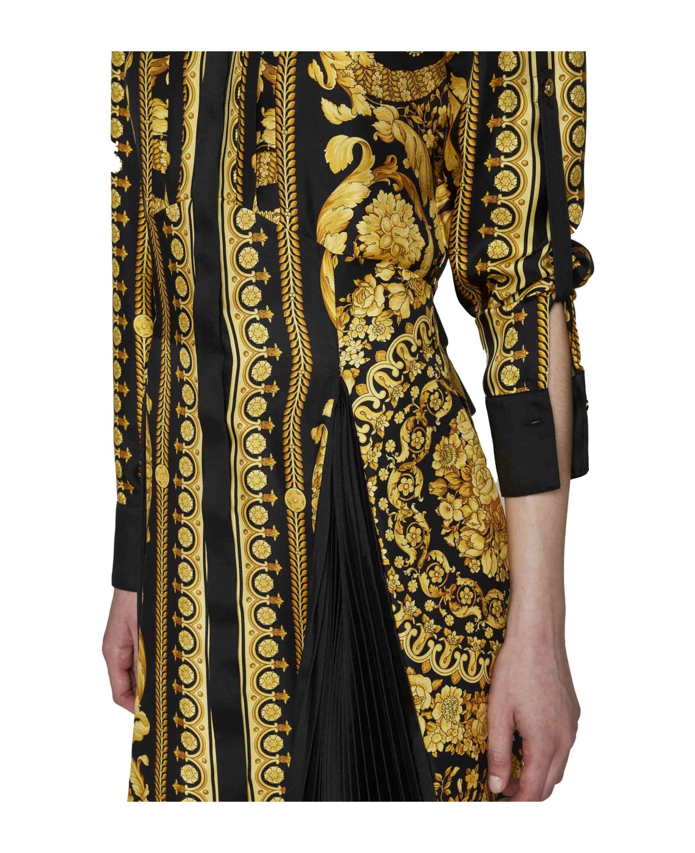 Versace Barocco Silk Midi Chemisier - Black gold