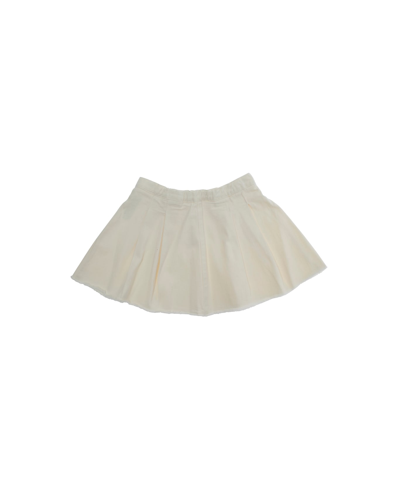 Il Gufo White Skirt With Logo Patch On The Front And Pleated Details In Cotton Girl - White