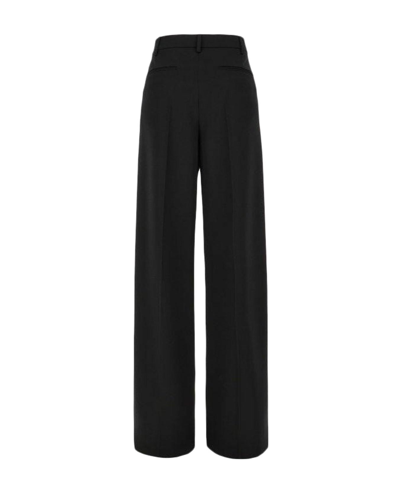 Valentino Garavani Black Wool Wide-leg Pant - NERO