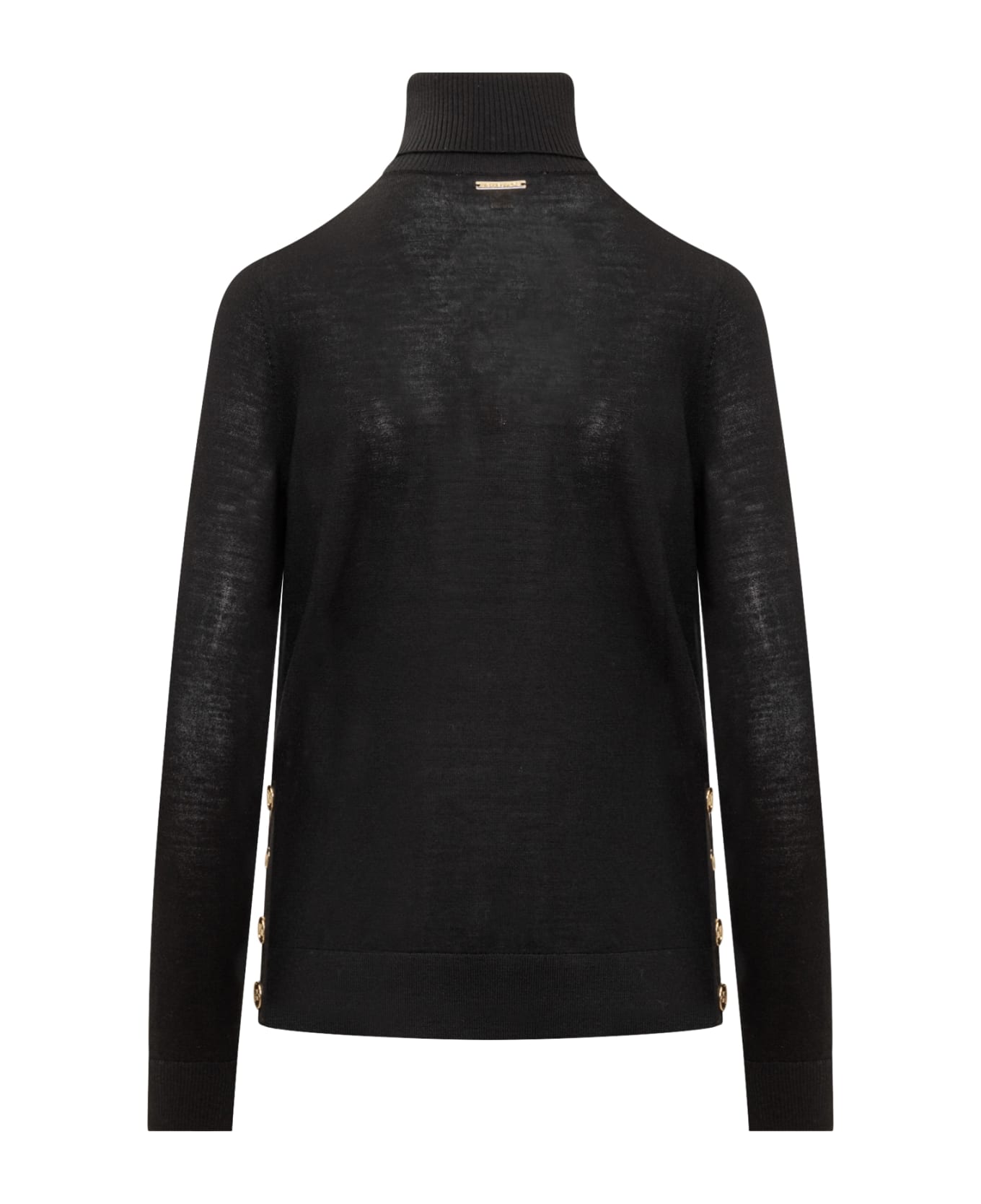 MICHAEL Michael Kors Merino Button Slit Turtleneck Sweater - Black