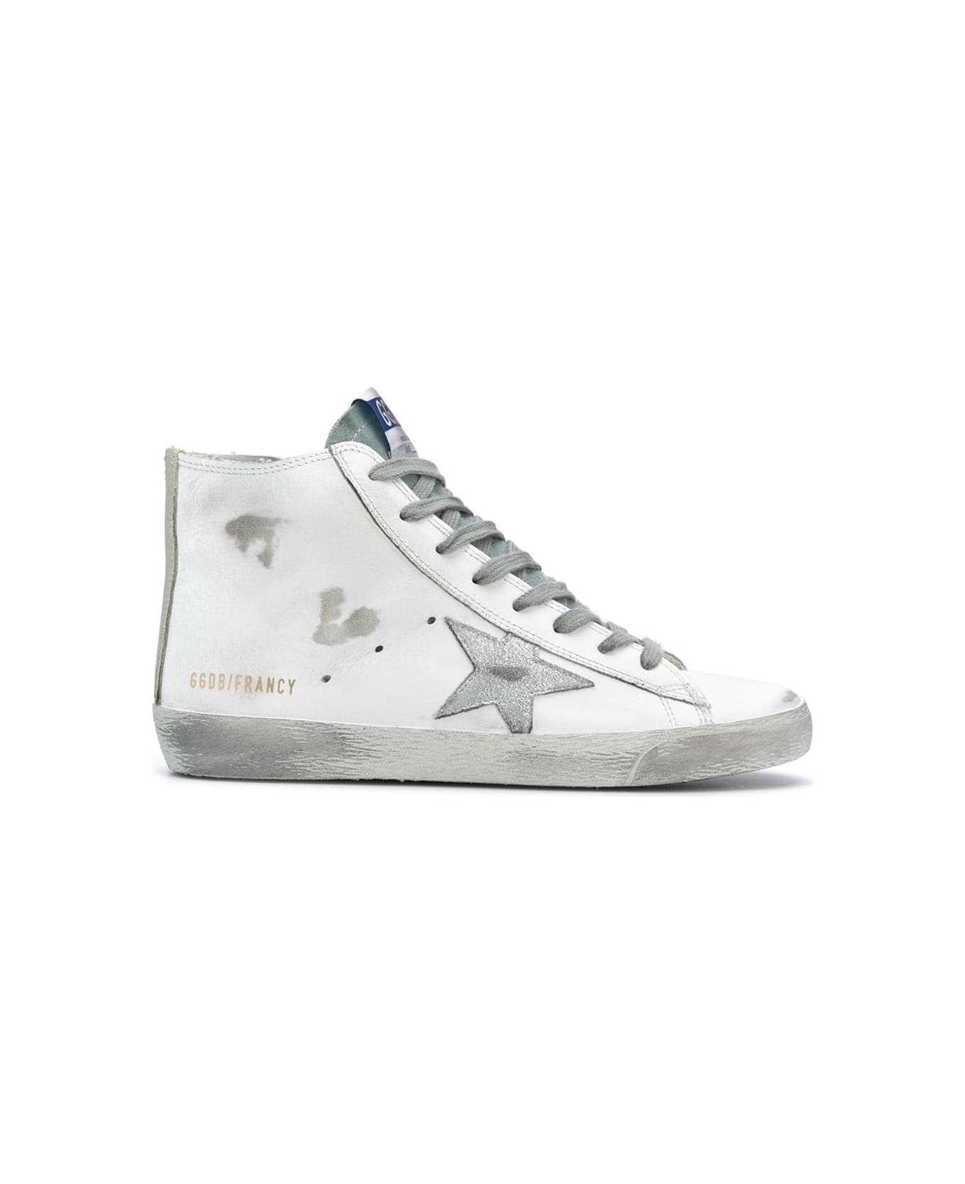 Golden Goose Francy Leather Upper Suede Laminated Star - White Silver Milk