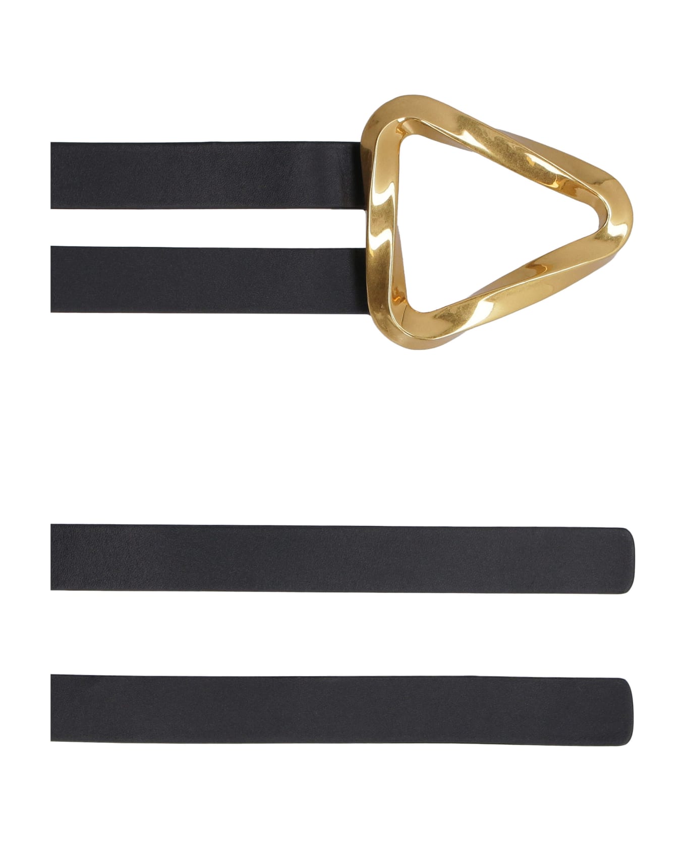 Bottega Veneta Grasp Leather Double Strap Belt - black