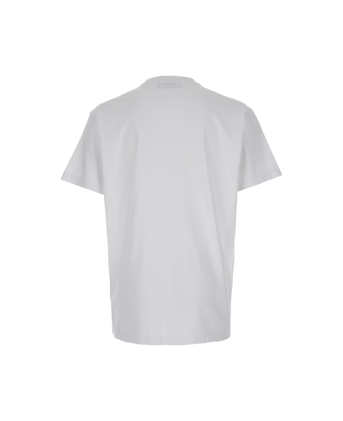 Dsquared2 White Crewneck T-shirt With Maxi Logo Print On The Front In Cotton Man - White