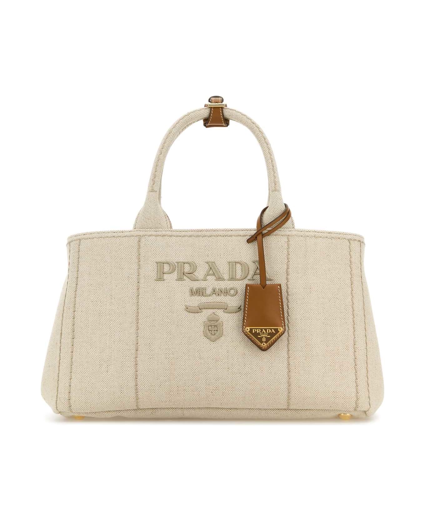 Prada Sand Canvas Shopping Bag - NATURALE