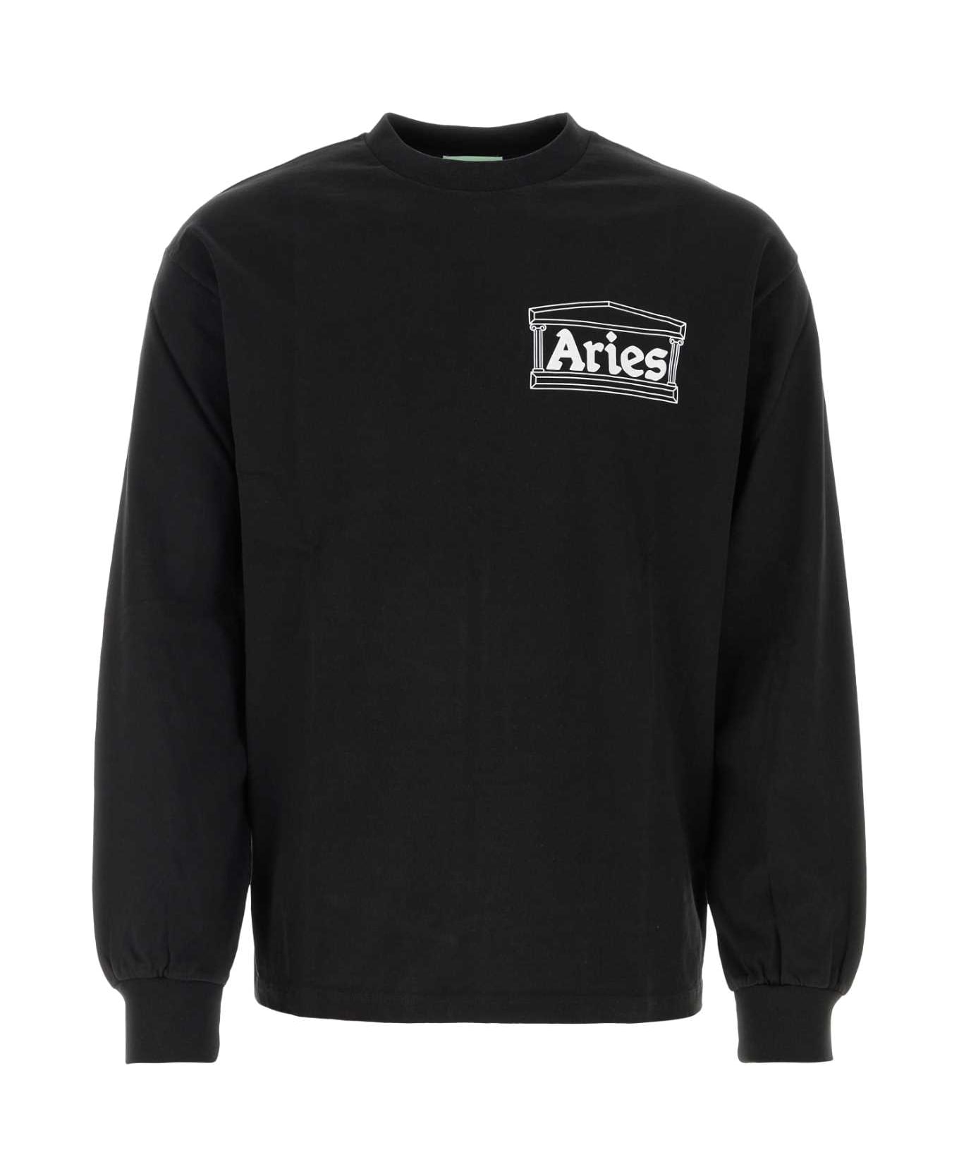 Aries Black Cotton T-shirt - BLACK フリース
