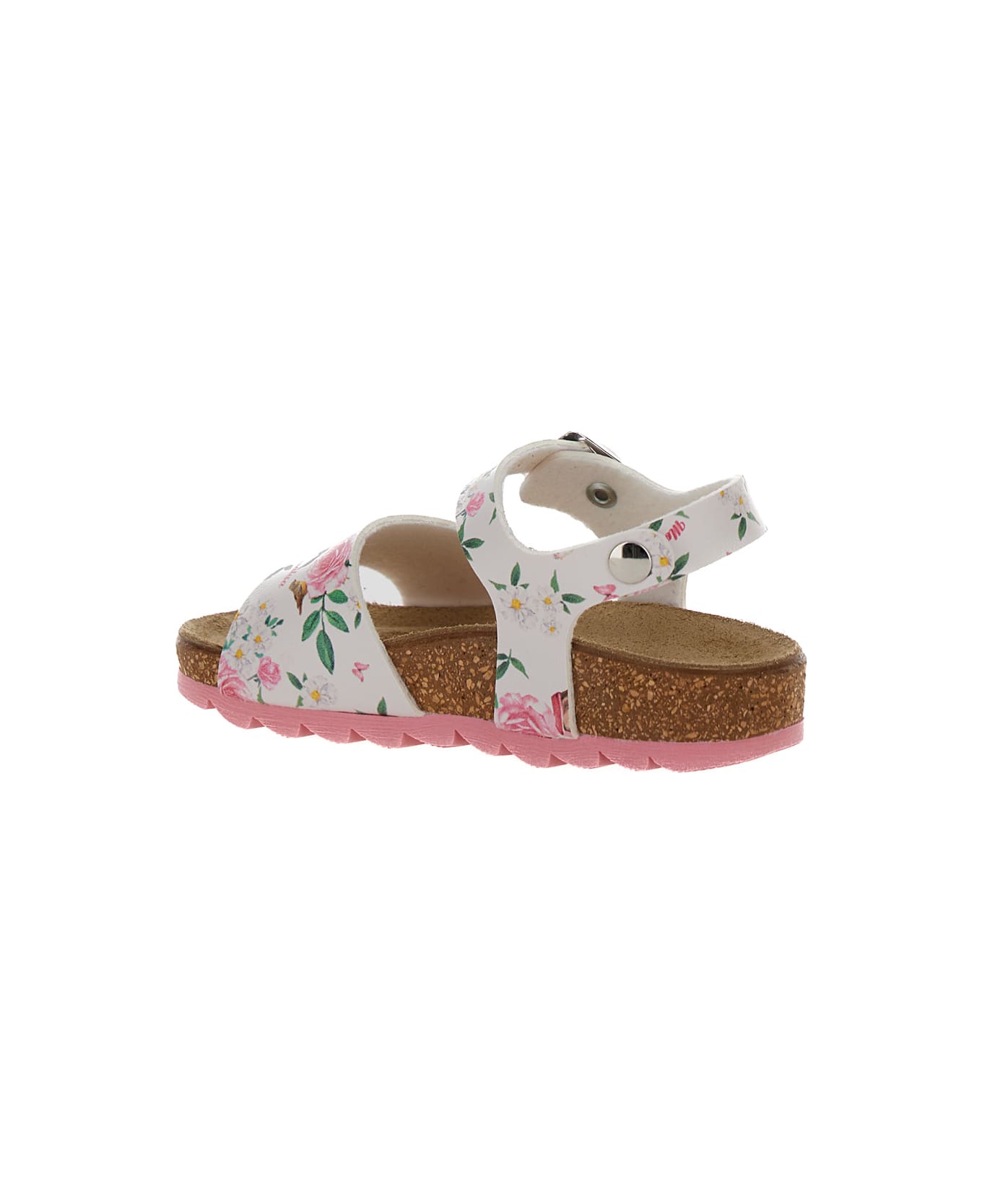 Monnalisa Multicolor Sandals With Floreal Print In Polyurethane Baby - White