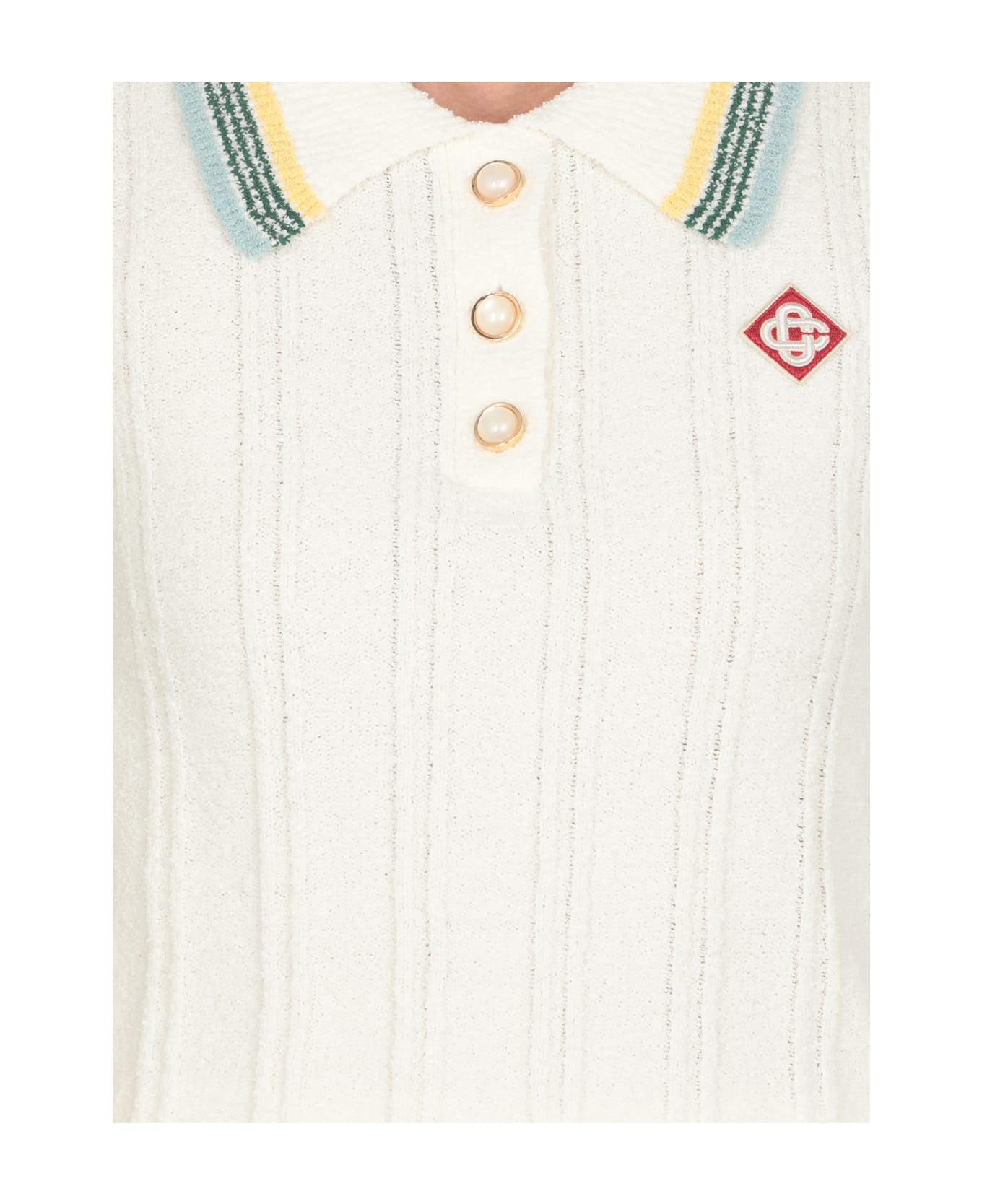 Casablanca Polo Shirt With Decorative Buttons - Ivory