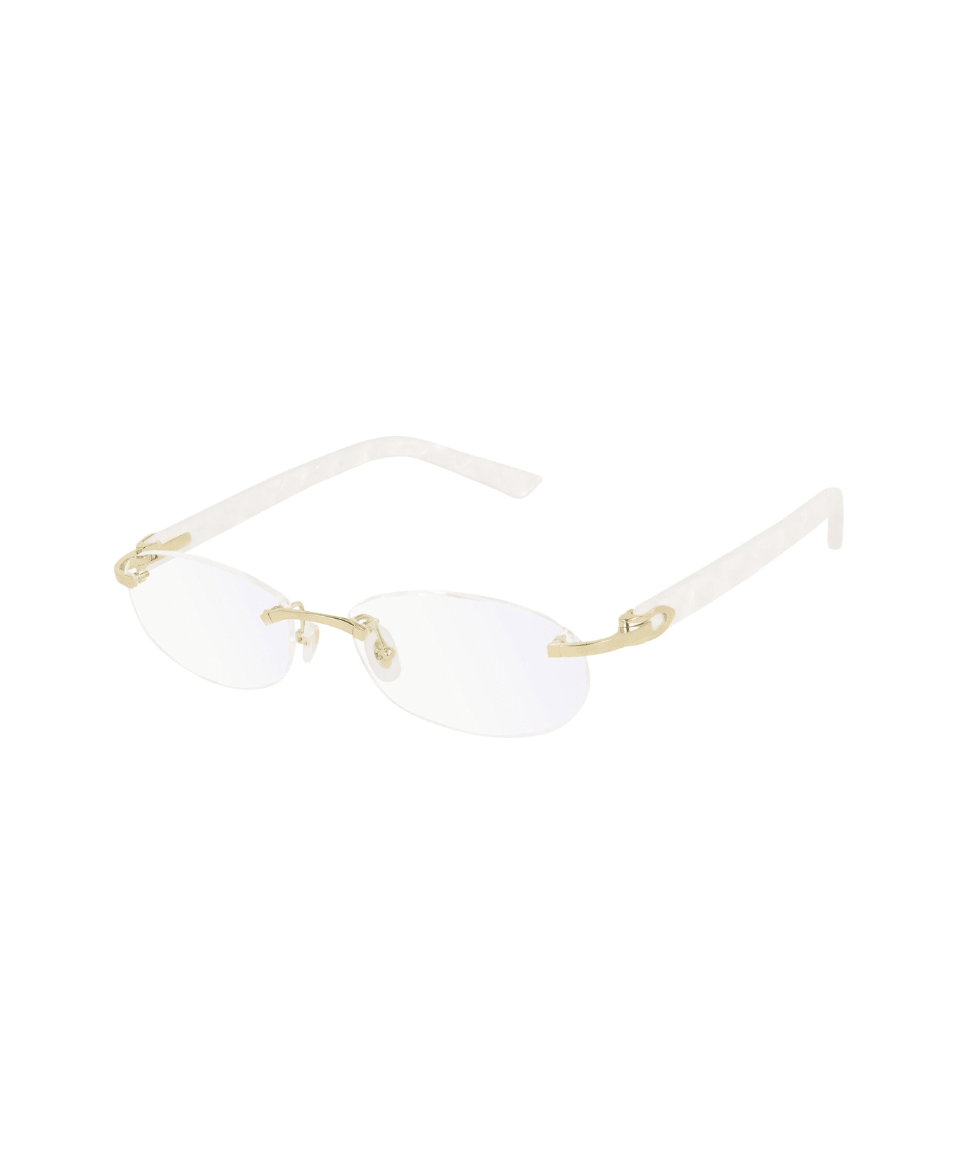 Lunettes Cartier - C Décor or et blanc nacré avec des verres transparents - CT0056O-002 main image 0