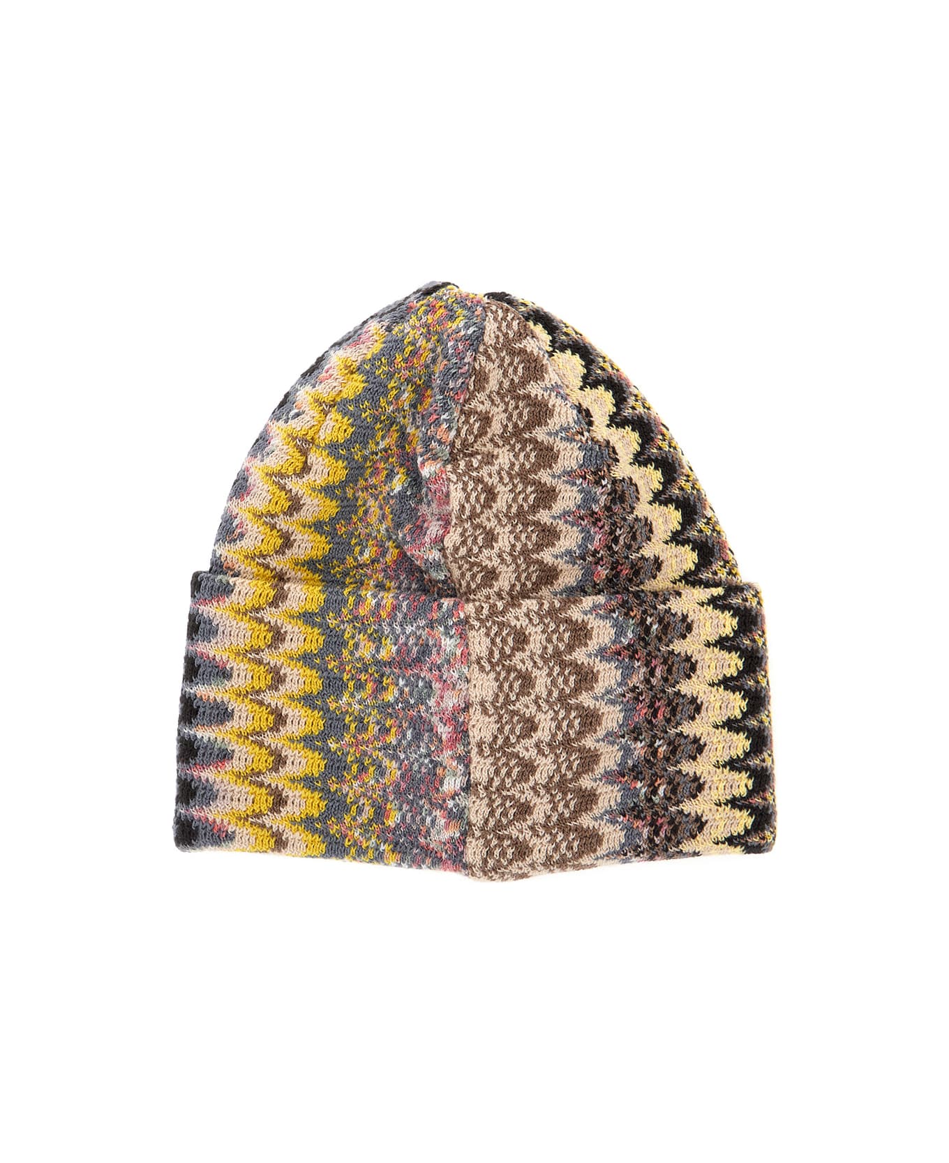 Missoni Multicolor Beanie With Zig Zag Motif In Wool Woman - Multicolor