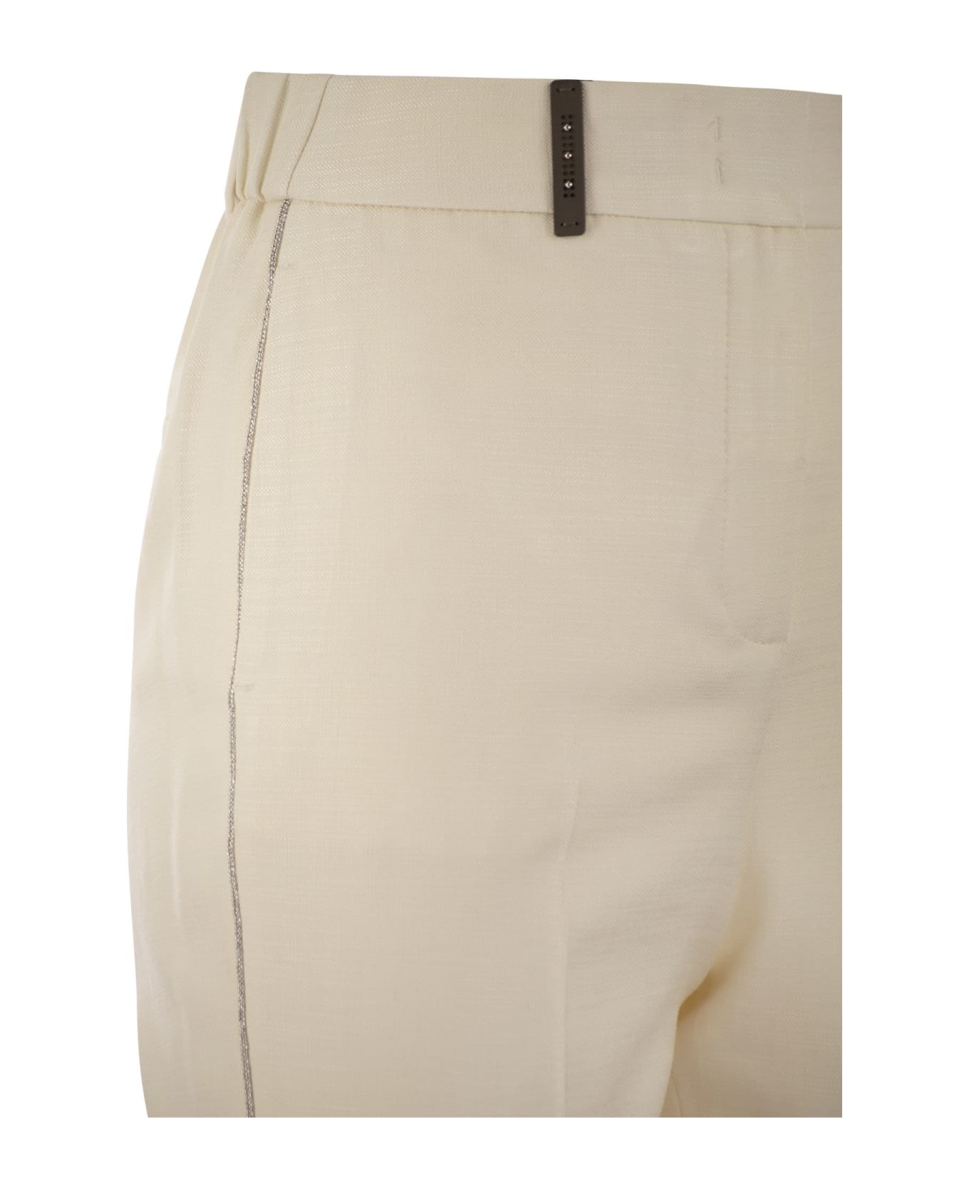 Peserico Stretch Viscose Blend Canvas Trousers - Cream