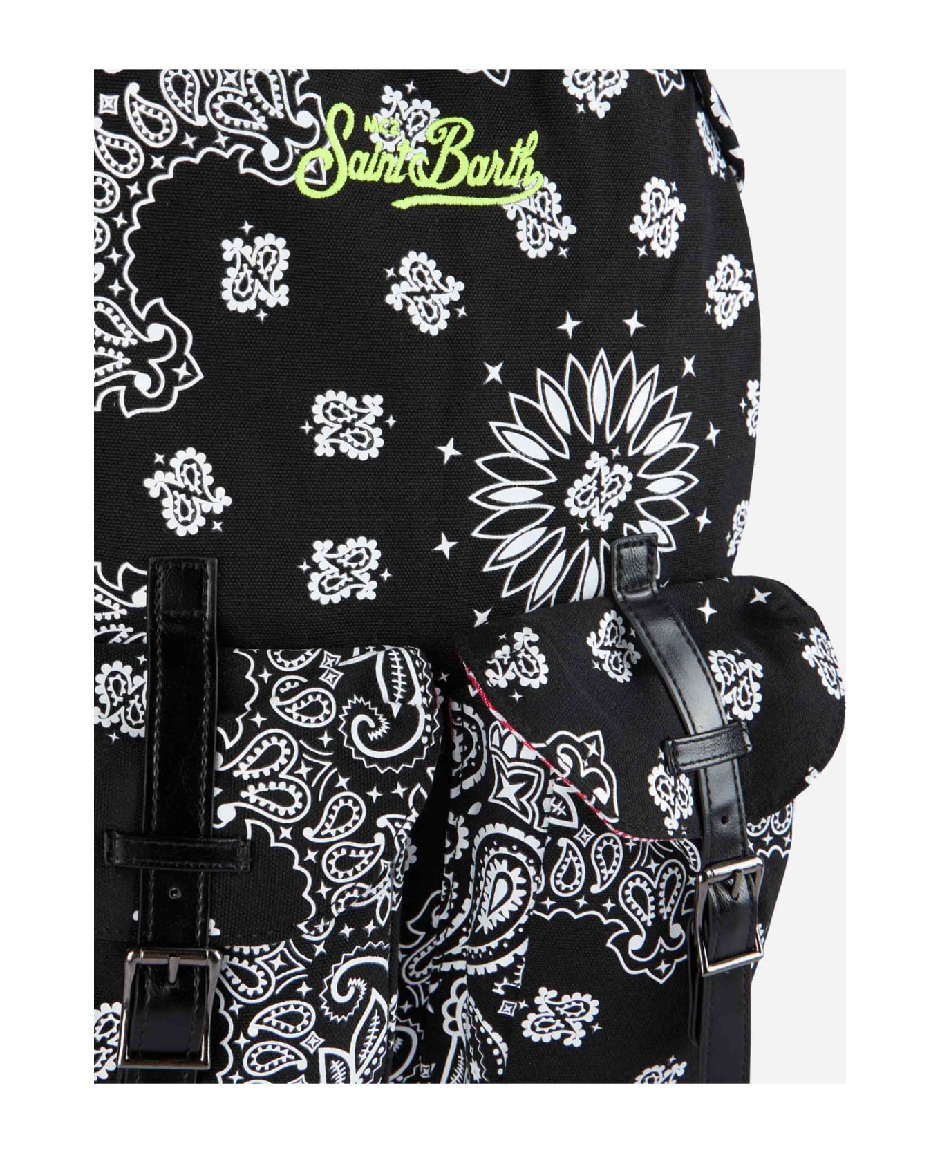 MC2 Saint Barth Canvas Backpack Cody With Black Bandanna Print - BLACK