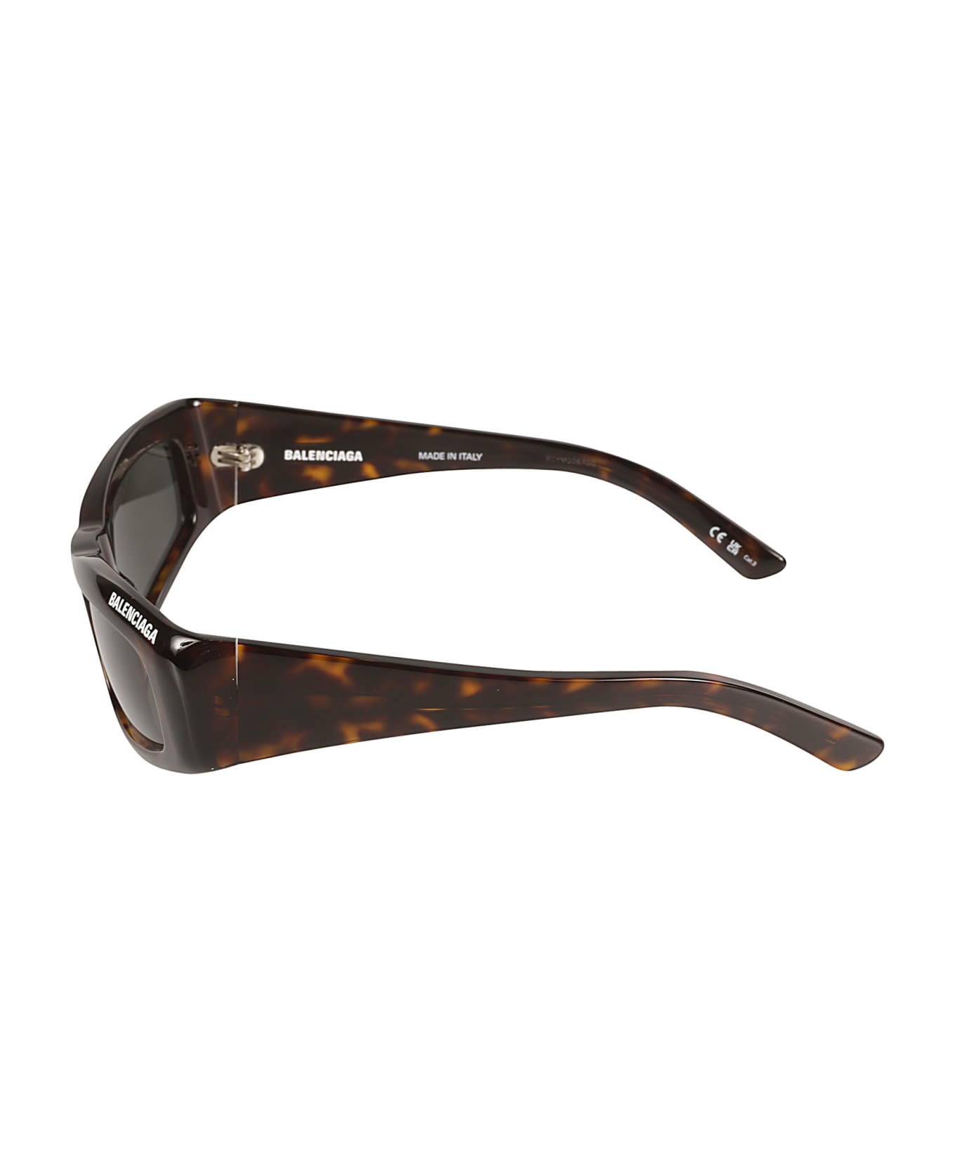 Balenciaga Eyewear Rectangular Frame Flame Effect Sunglasses - Havana/Green