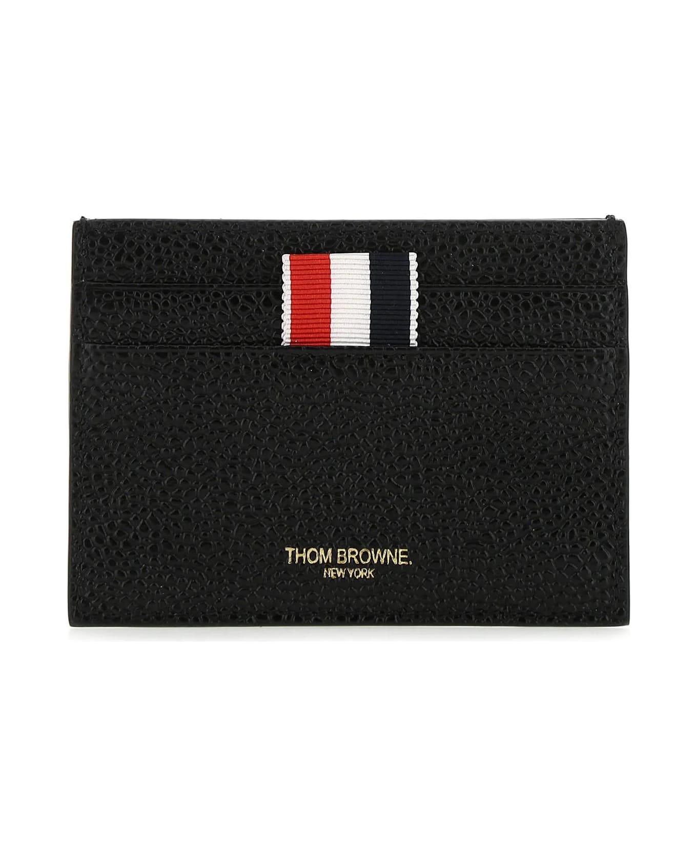Thom Browne Black Leather Card Holder - 001
