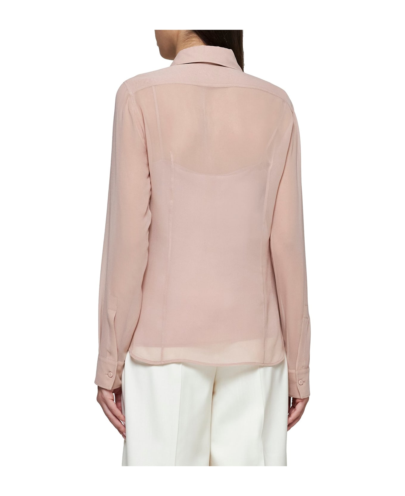 Max Mara Curved Hem Long-sleeved Shirt - Powder