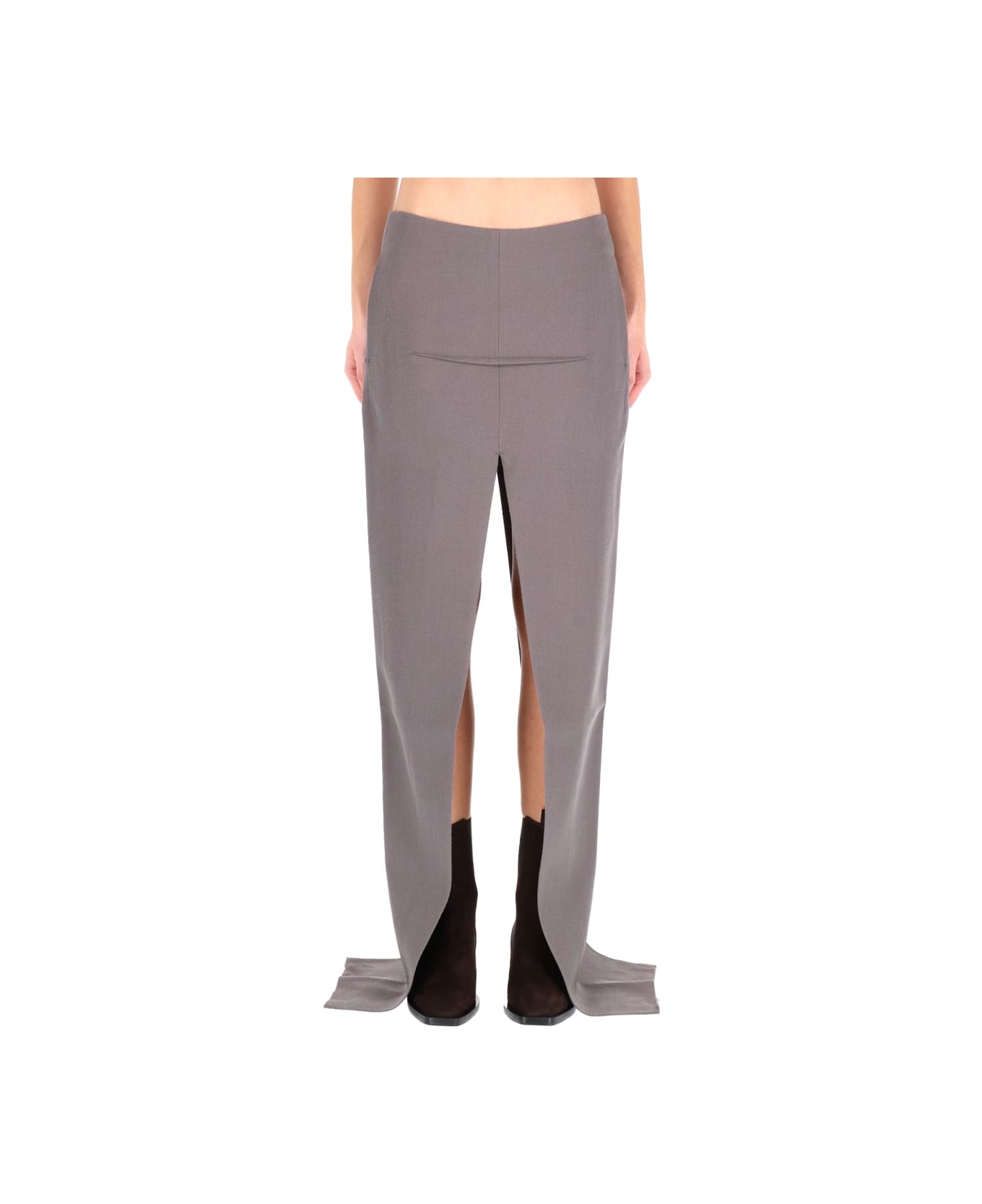 Rick Owens Long Skirt With Center Slits - GREY