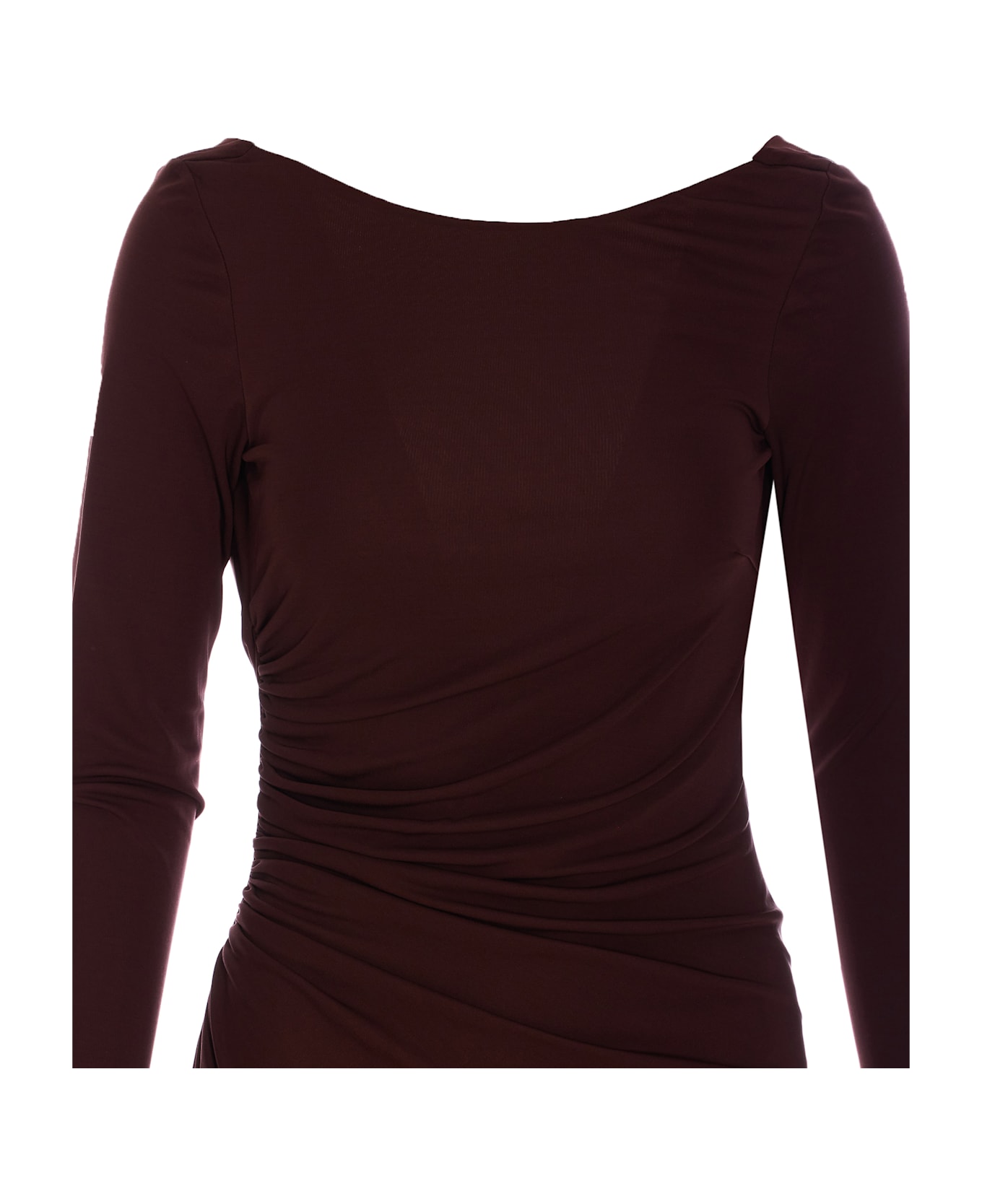 Elisabetta Franchi Red Carpet Dress With Drapes - Brown