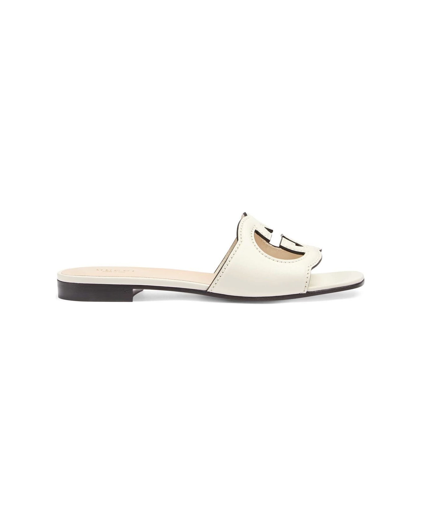 Gucci Leather Flat Sandals - White