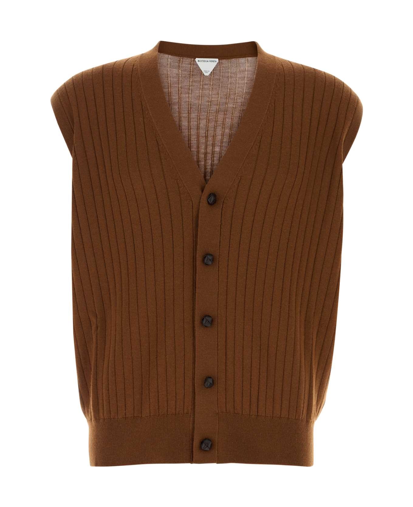 Bottega Veneta Brown Wool Vest - TOFFEE
