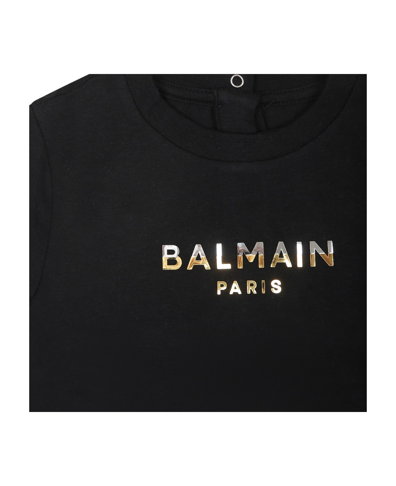 Balmain Black T-shirt For Babykids With Logo - Black