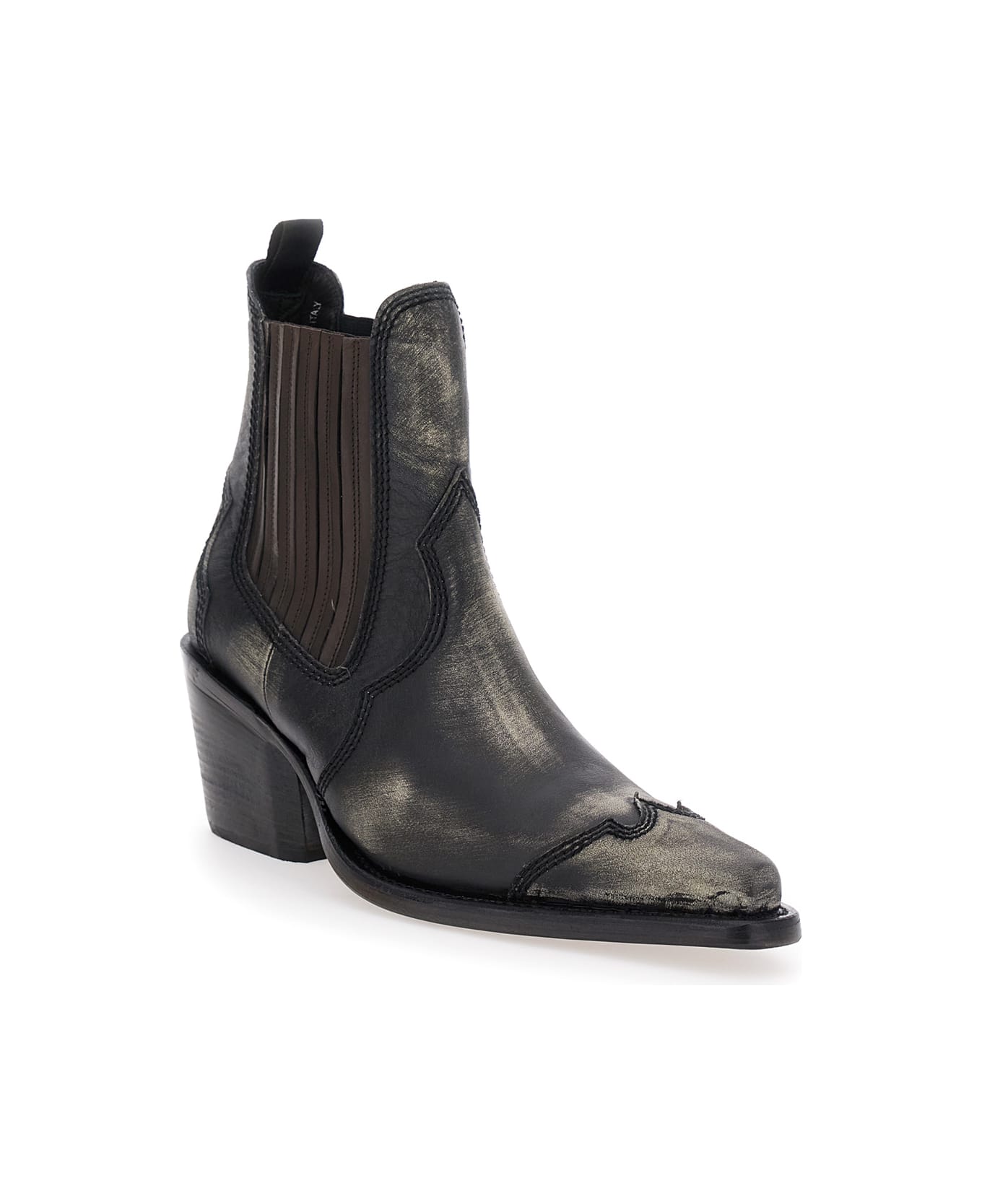 Dsquared2 
d2 X Magliano
 Black Ankle Boots With Elastic Panels On The Side In Leather Man - Black