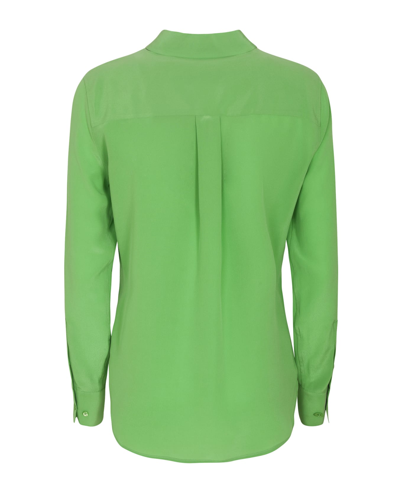 Equipment Round Hem Patched Pocket Plain Shirt - Vibrant Green