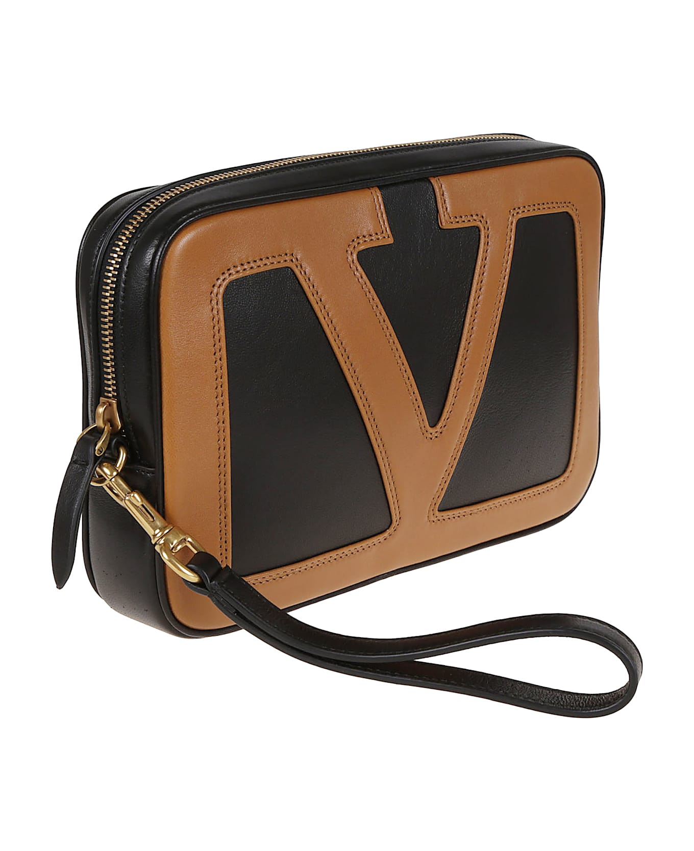 Valentino Garavani Pouch | Viva Superstar | Nappa Vintage/nappa R./antique Gold - Rfa Nero Spice