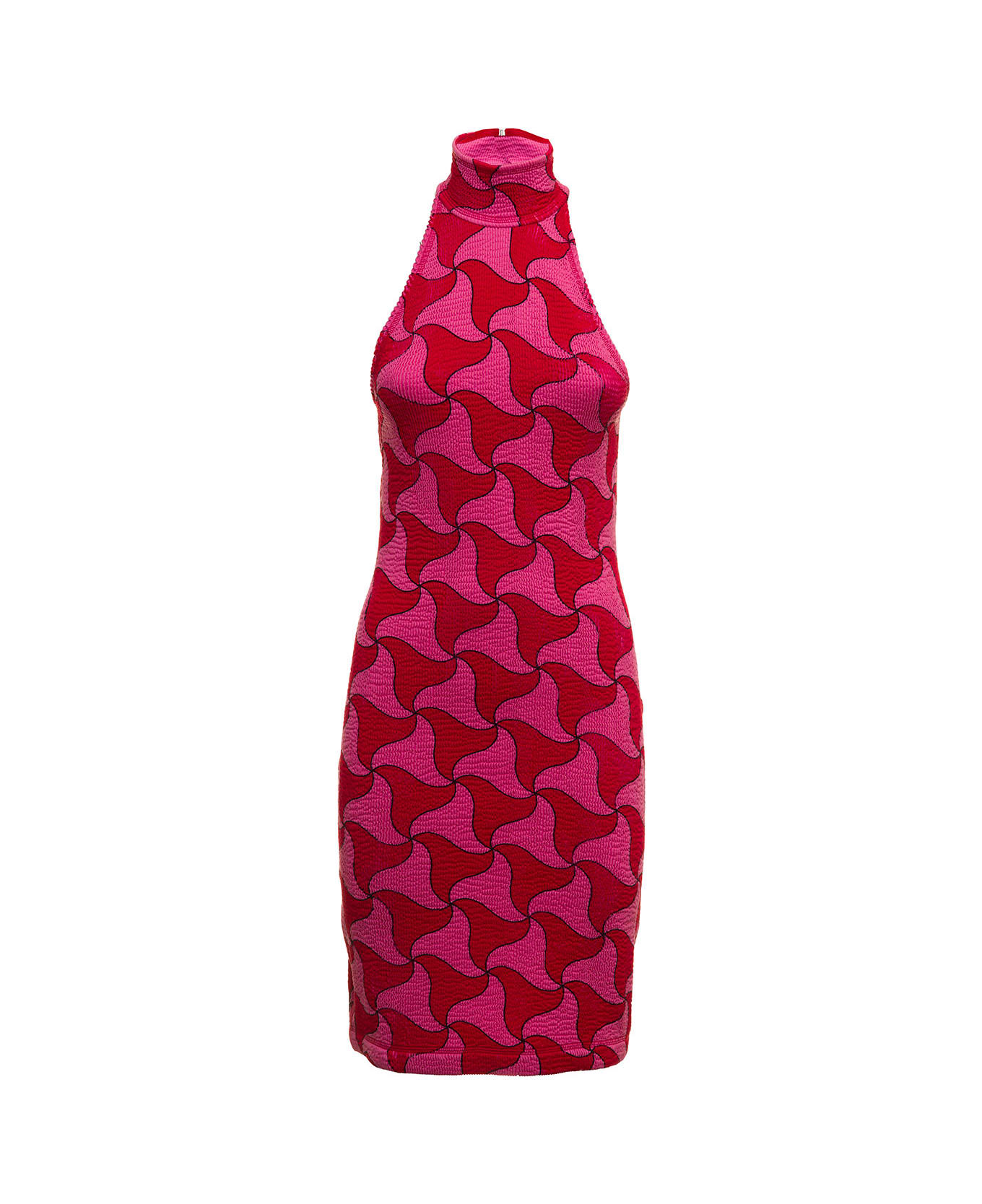 Bottega Veneta Woman's Crinkled Nylon Dress With Wavy Triangle