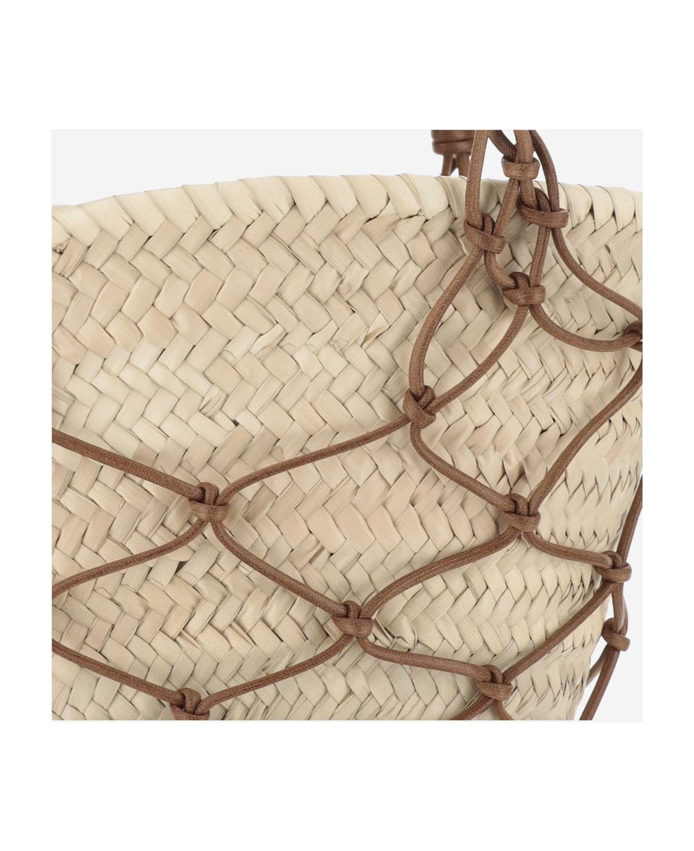 Filippo Catarzi Straw And Cotton Bag With Leather Details - Beige